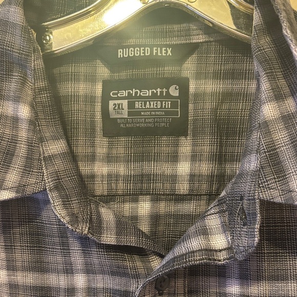 Carhartt Men's Gray Plaid Button-Down Shirt - Picture 3 of 6